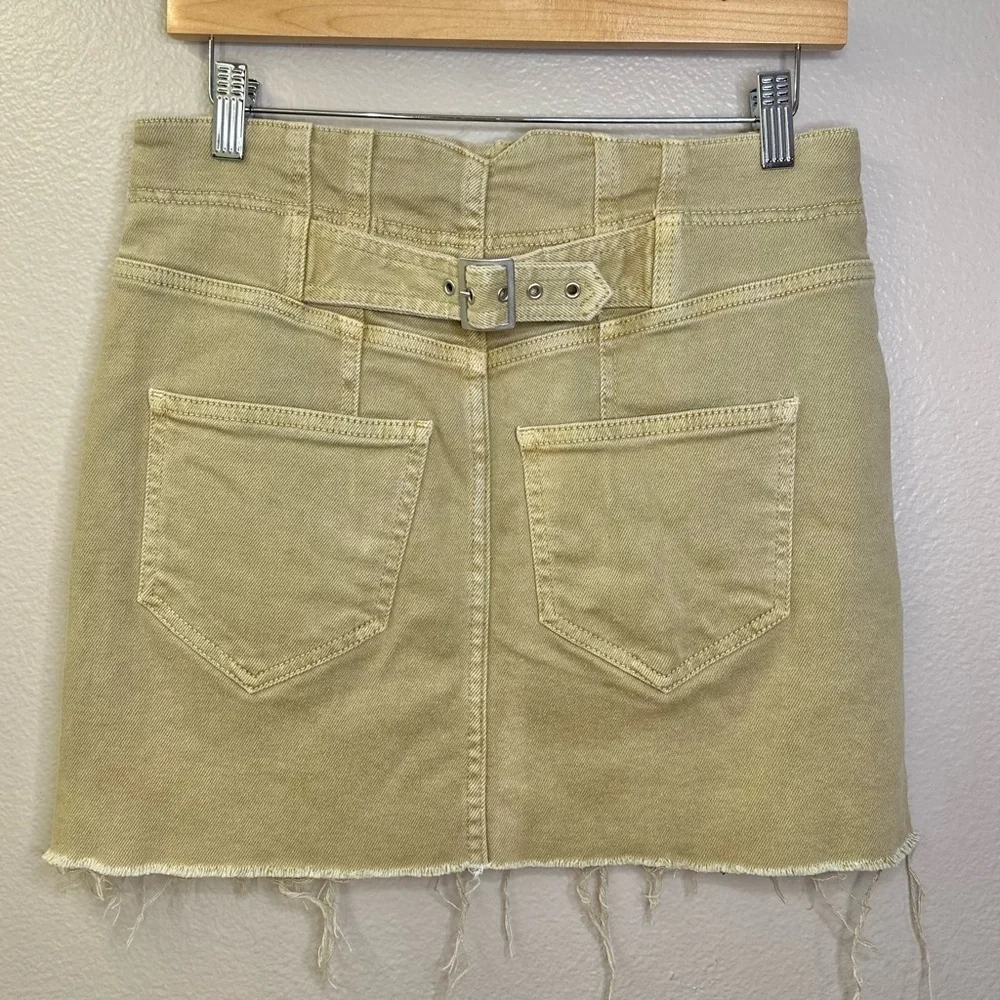 Free People Tan Back Buckle Distressed Mini Skirt Casual